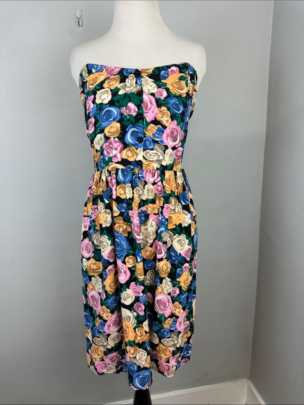 Rare Torrid Rose Print Dress Sz 3X Removable Straps Strapless HTF - Picture 2 of 7
